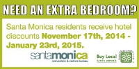 Santa Monica Hotels extra bedroom specials for the holidays ad