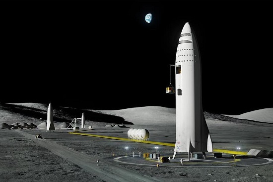Rendering of SpaceX carft on the moon